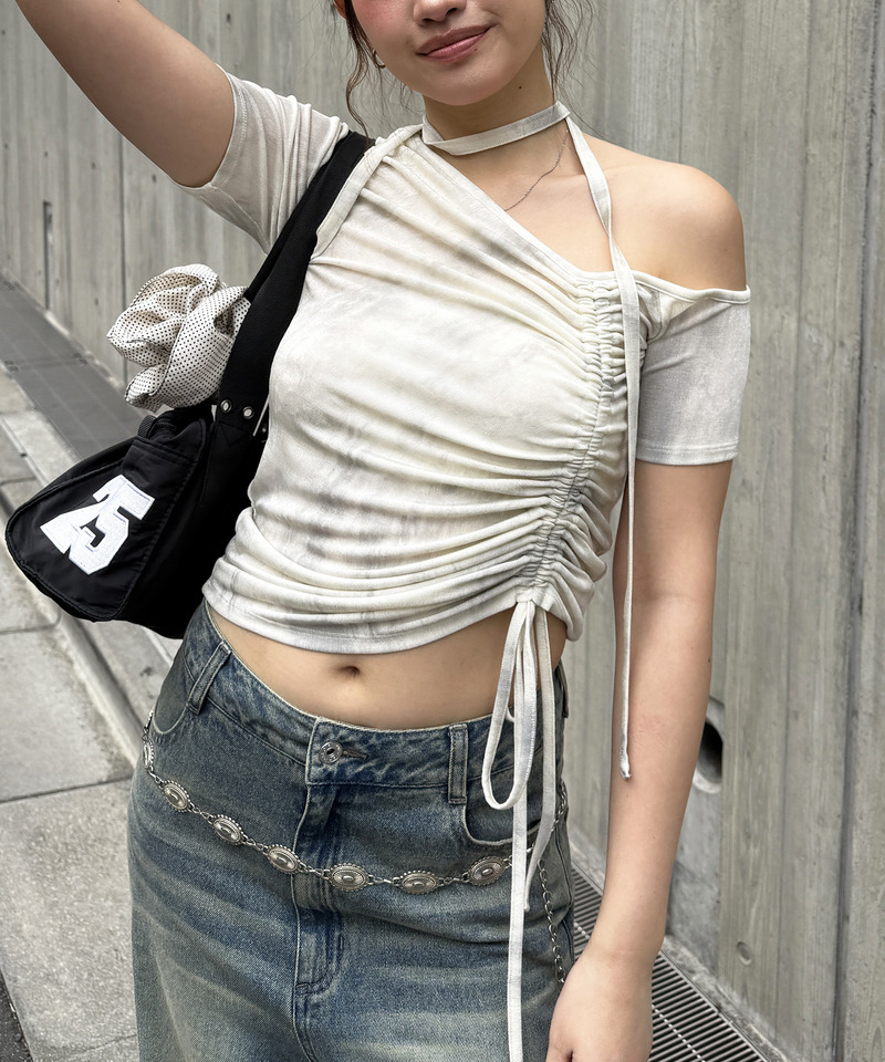 サイドギャザーワンショルトップス 詳細画像 オフホワイト 6