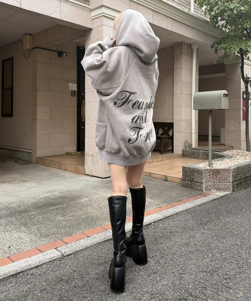【SPIRAL WASH】バックロゴドルマンパーカーワンピース 詳細画像 グレー 2