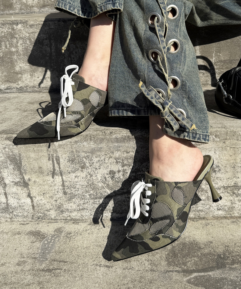 ポインテッドスニーカーミュール 詳細画像 カーキ系 3