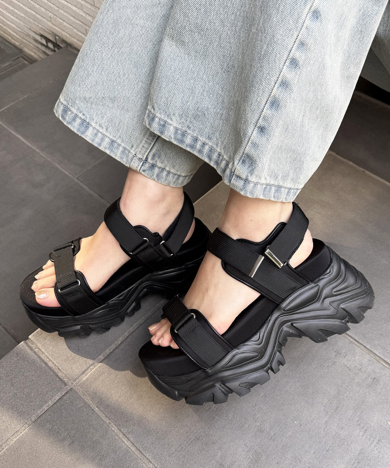 厚底スポーツサンダル 詳細画像 ブラック 1