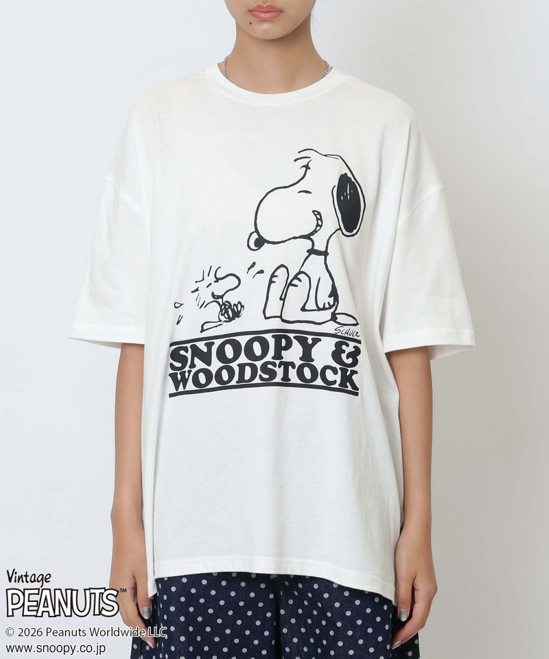 【PEANUTS/SNOOPY&WOODSTOCK】スヌーピー＆ウッドストックＴシャツ 詳細画像 ホワイト 8