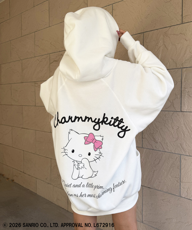 【Sanrio/サンリオキャラクターズ】チャーミーキティバックプリントドルマンパーカー 詳細画像 ホワイト 1