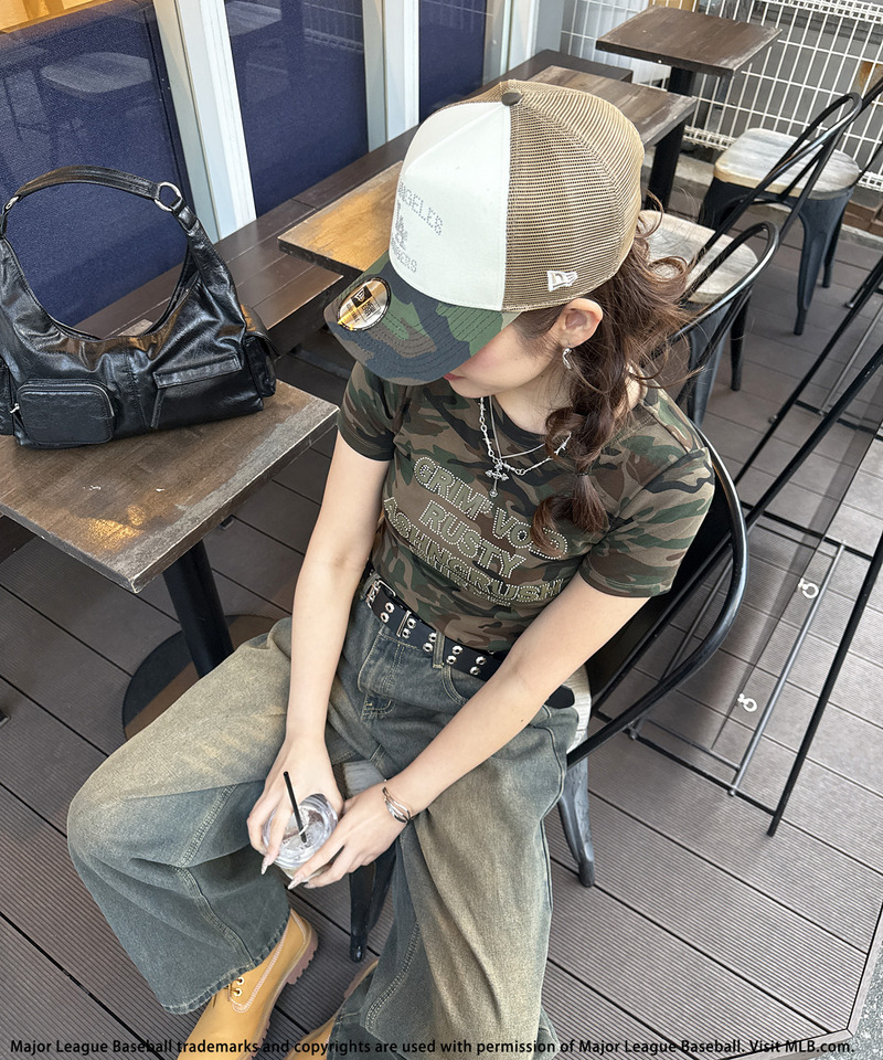 【NEW ERA】MLBラインストーンロゴ9FORTY A-Frameキャップ 詳細画像 カーキ系 9