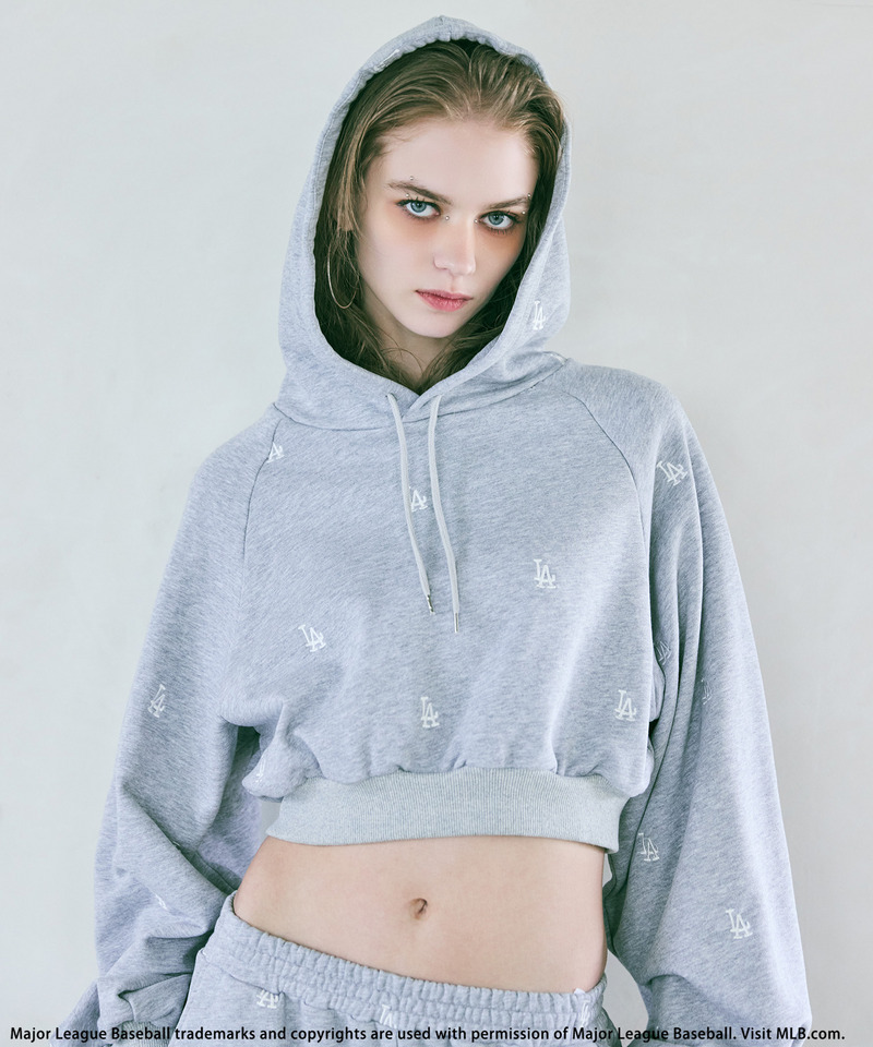 【MLB】総柄刺しゅうロゴフーディセットアップ 詳細画像 グレー 5