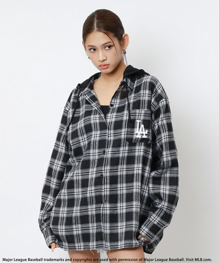 【MLB】チェックシャツフーディー