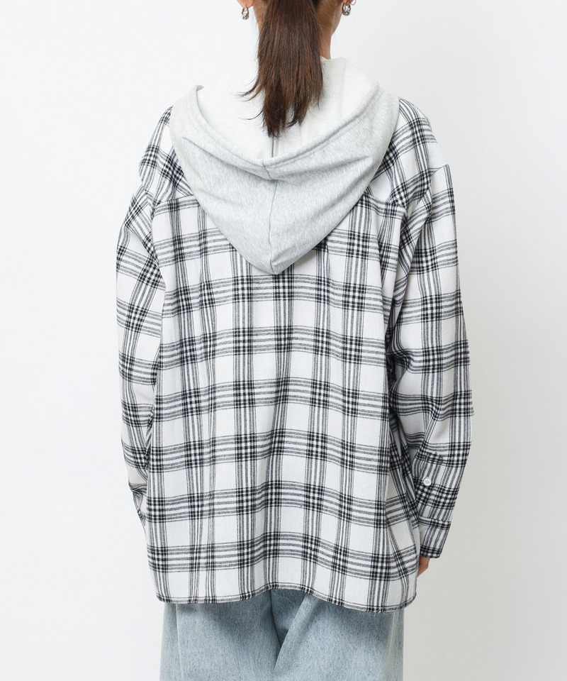 【MLB】チェックシャツフーディー 詳細画像 ホワイト系 10