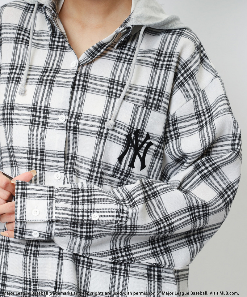 【MLB】チェックシャツフーディー 詳細画像 ホワイト系 13