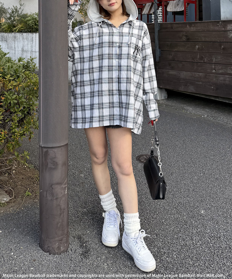 【MLB】チェックシャツフーディー 詳細画像 ホワイト系 6