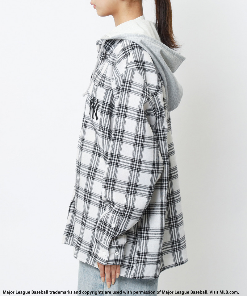 【MLB】チェックシャツフーディー 詳細画像 ホワイト系 9