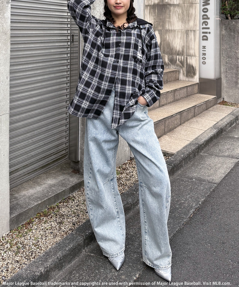 【MLB】チェックシャツフーディー 詳細画像 ブラック系 11