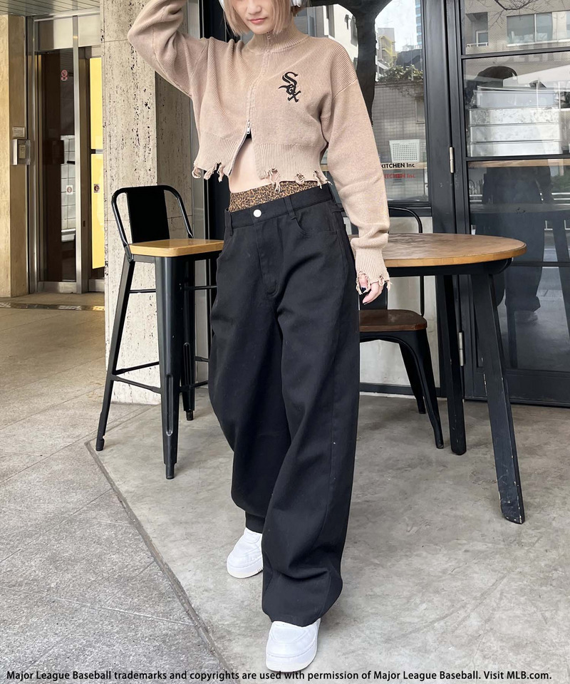 【MLB】ハーフZIPショートニット 詳細画像 ベージュ 5