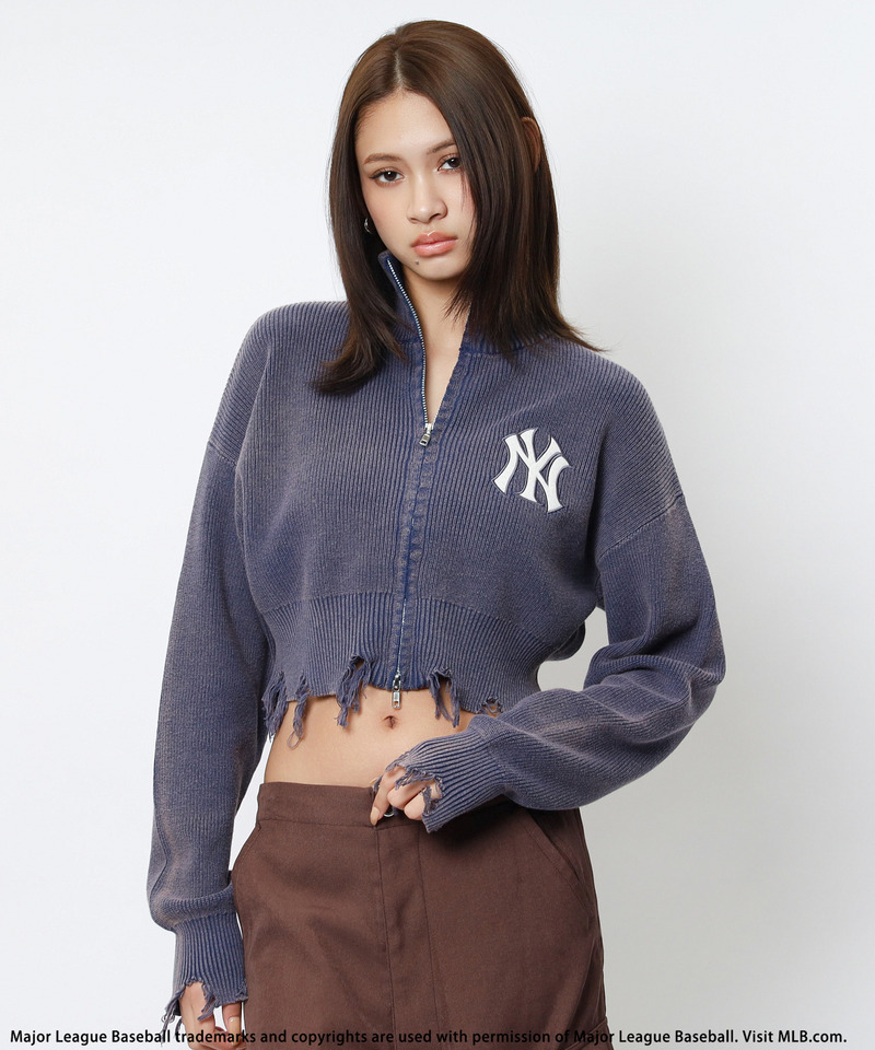 【MLB】ハーフZIPショートニット 詳細画像 ネイビー 2