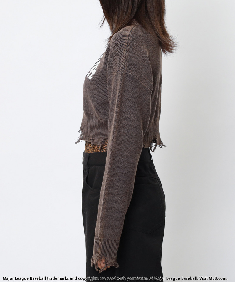 【MLB】ハーフZIPショートニット 詳細画像 グレー 13