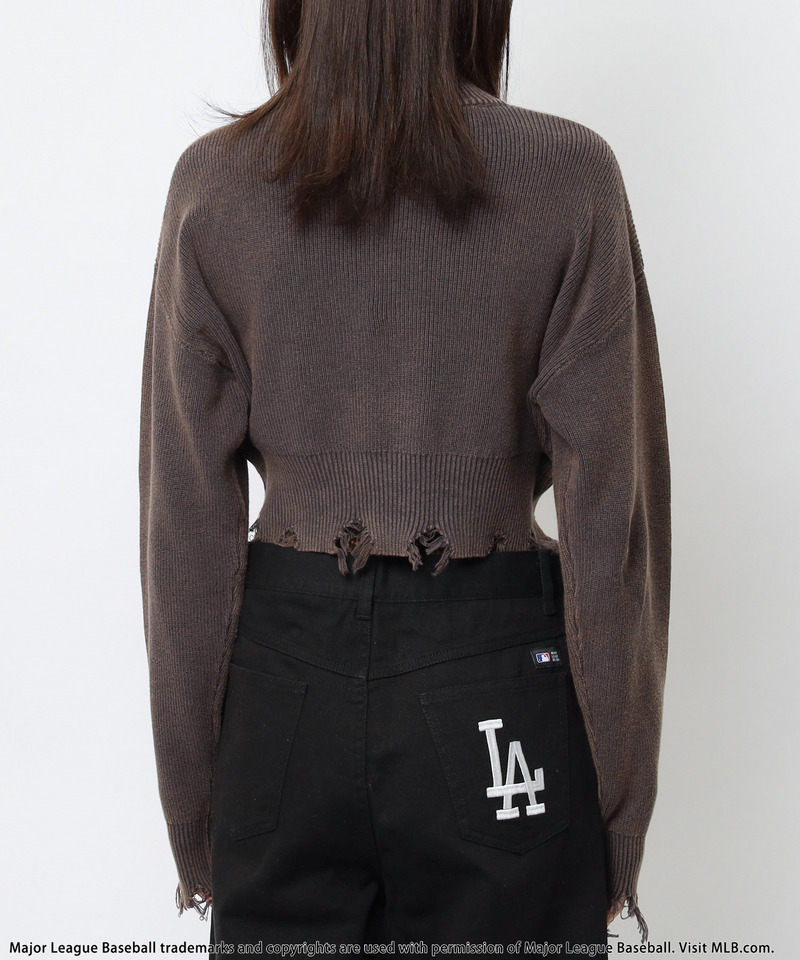 【MLB】ハーフZIPショートニット 詳細画像 グレー 14