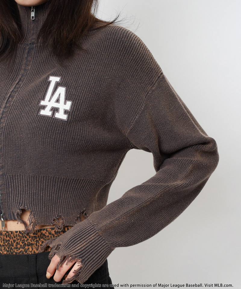 【MLB】ハーフZIPショートニット 詳細画像 グレー 17