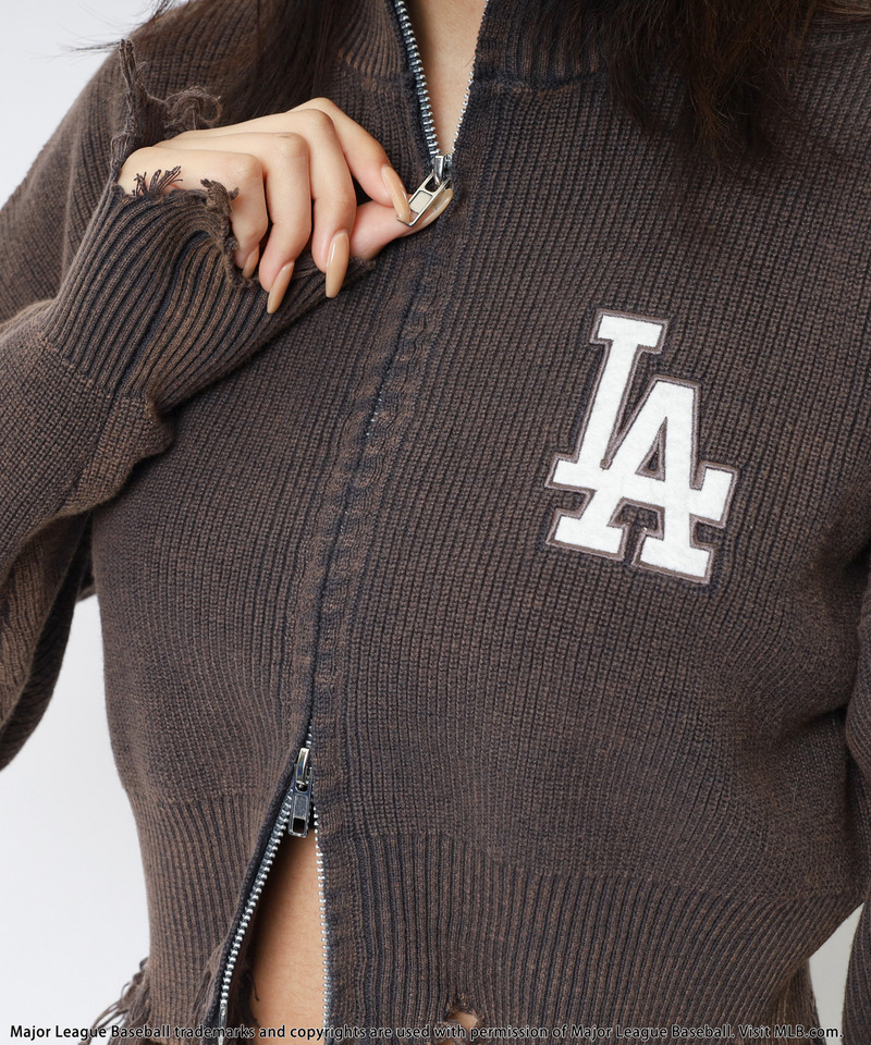 【MLB】ハーフZIPショートニット 詳細画像 グレー 18