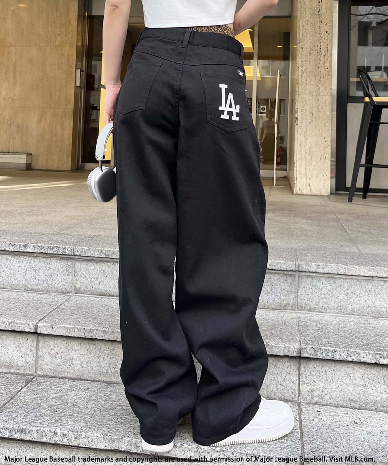 【MLB】ダブルウエストバレルレッグパンツ 詳細画像 ブラック 13