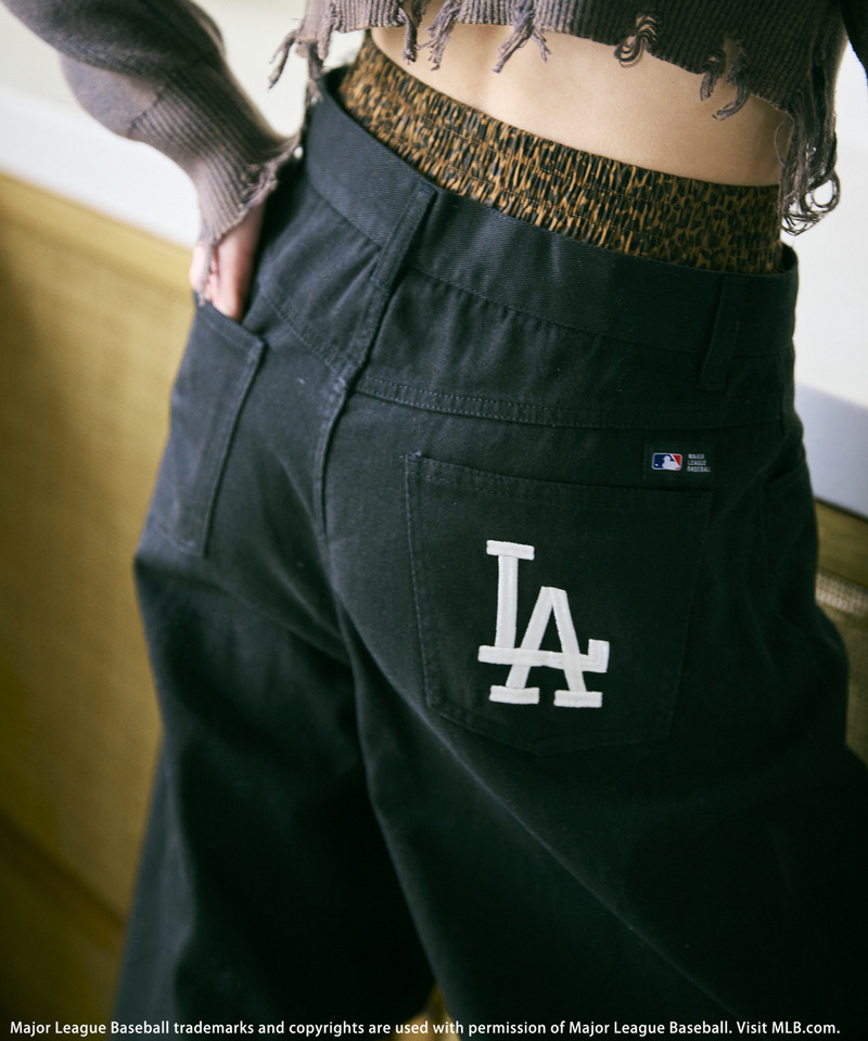 【MLB】ダブルウエストバレルレッグパンツ 詳細画像 ブラック 5