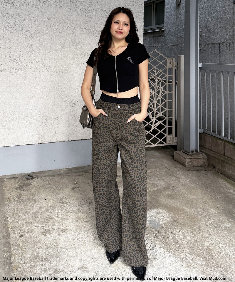 【MLB】ダブルウエストバレルレッグパンツ 詳細画像 レオパード 6