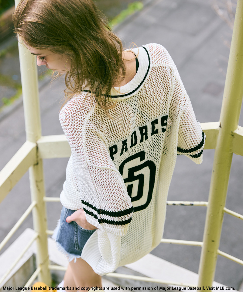 【MLB】バックロゴメッシュポロジャガードニット 詳細画像 ホワイト 1