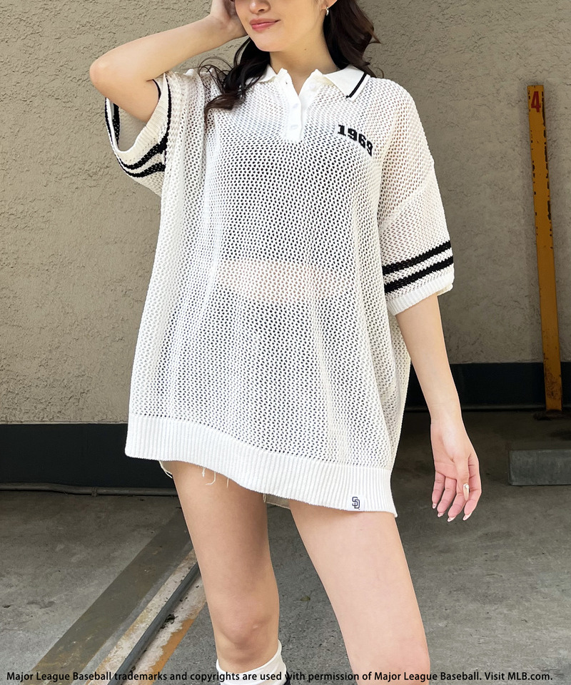 【MLB】バックロゴメッシュポロジャガードニット 詳細画像 ホワイト 11