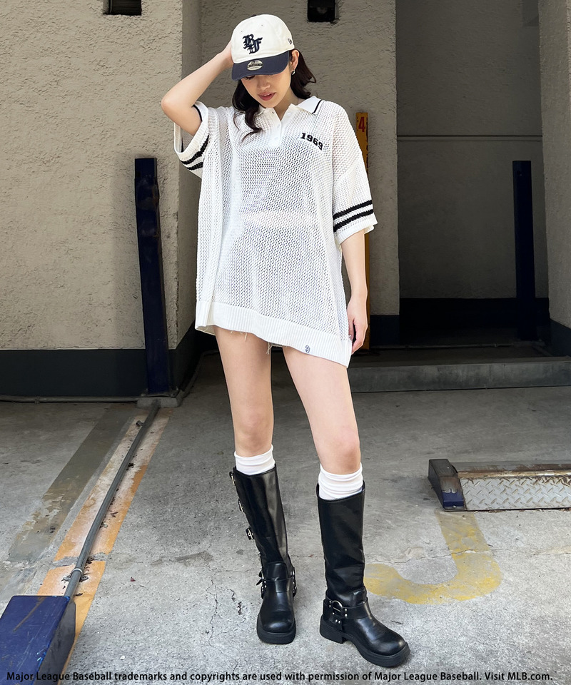 【MLB】バックロゴメッシュポロジャガードニット 詳細画像 ホワイト 12