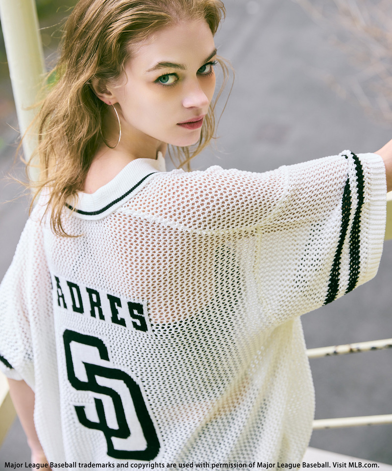 【MLB】バックロゴメッシュポロジャガードニット 詳細画像 ホワイト 4