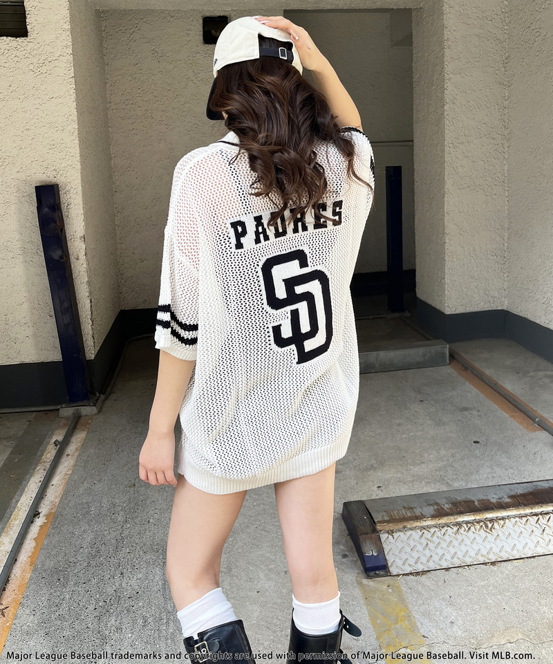 【MLB】バックロゴメッシュポロジャガードニット 詳細画像 ホワイト 8