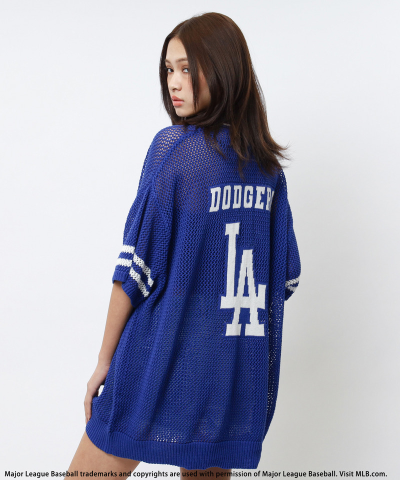 【MLB】バックロゴメッシュポロジャガードニット 詳細画像 ブルー 2