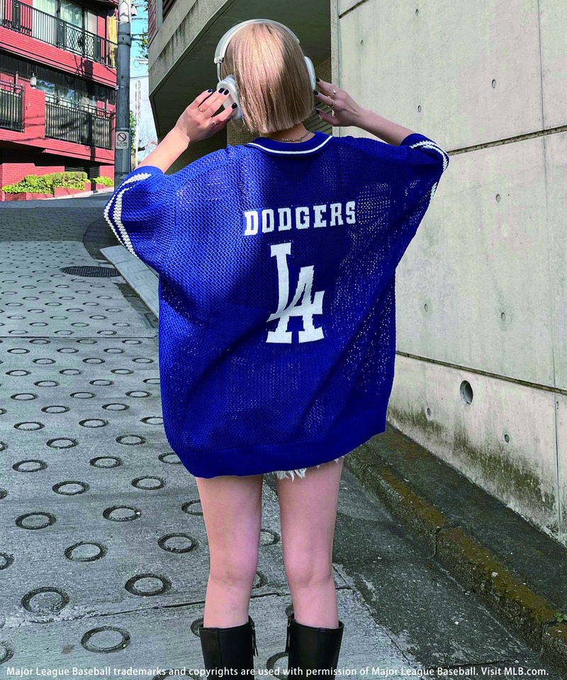 【MLB】バックロゴメッシュポロジャガードニット 詳細画像 ブルー 6