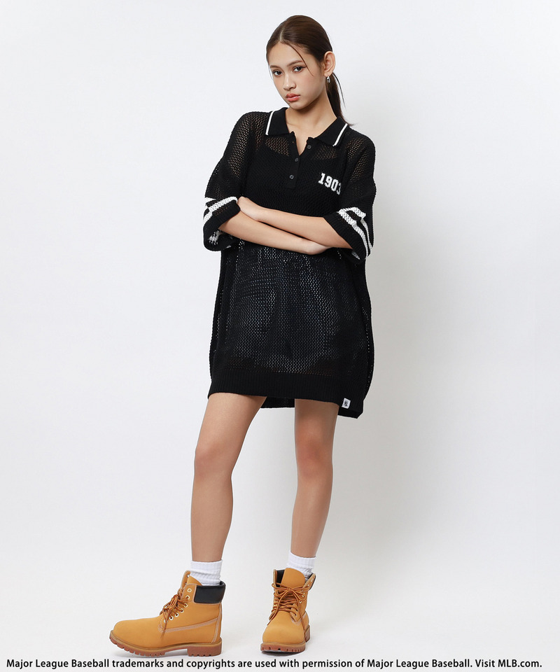 【MLB】バックロゴメッシュポロジャガードニット 詳細画像 ブラック 11