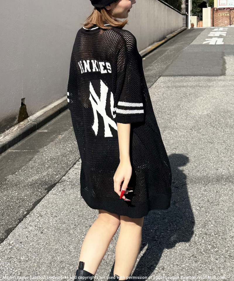 【MLB】バックロゴメッシュポロジャガードニット 詳細画像 ブラック 16