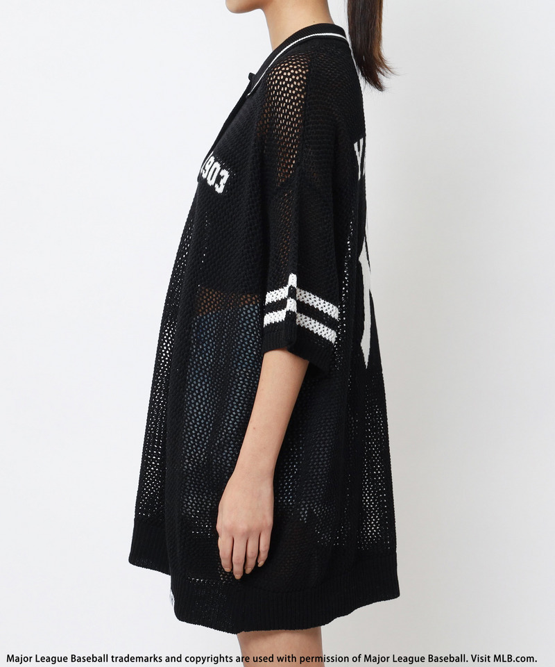 【MLB】バックロゴメッシュポロジャガードニット 詳細画像 ブラック 5