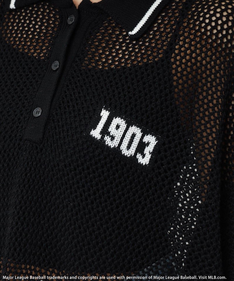 【MLB】バックロゴメッシュポロジャガードニット 詳細画像 ブラック 8