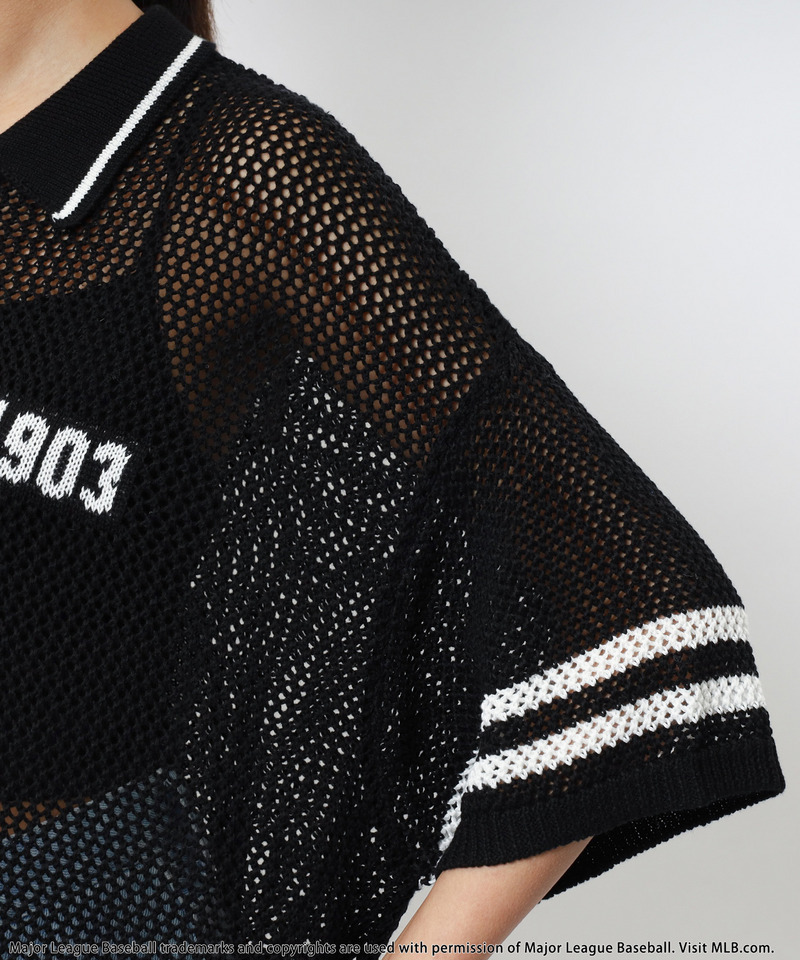 【MLB】バックロゴメッシュポロジャガードニット 詳細画像 ブラック 9