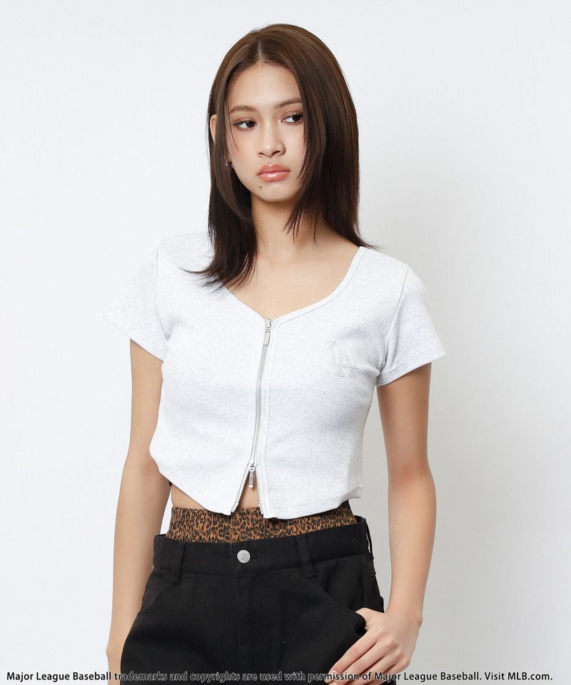 【MLB】ZIPロゴリブトップス 詳細画像 グレー 2