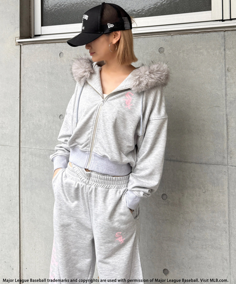 【MLB】ファーZIPショートパーカー 詳細画像 グレー 12