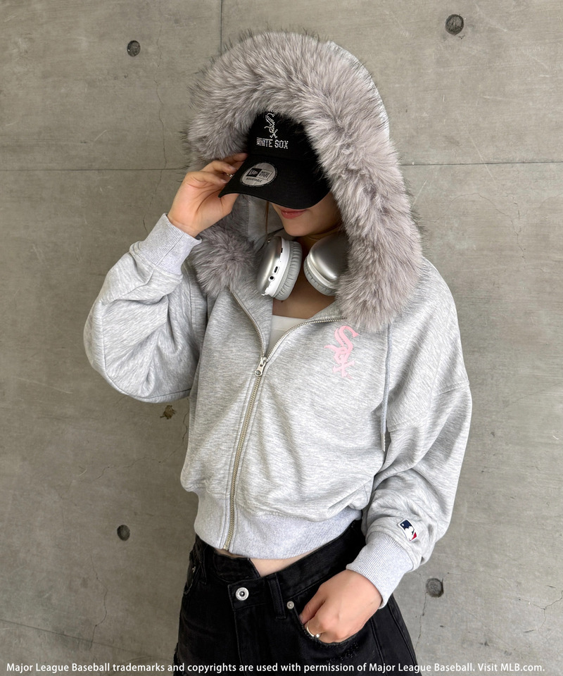 【MLB】ファーZIPショートパーカー 詳細画像 グレー 17