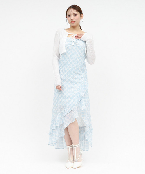 オリジナルフラワー柄ラメカーデアンサンブルワンピース 詳細画像