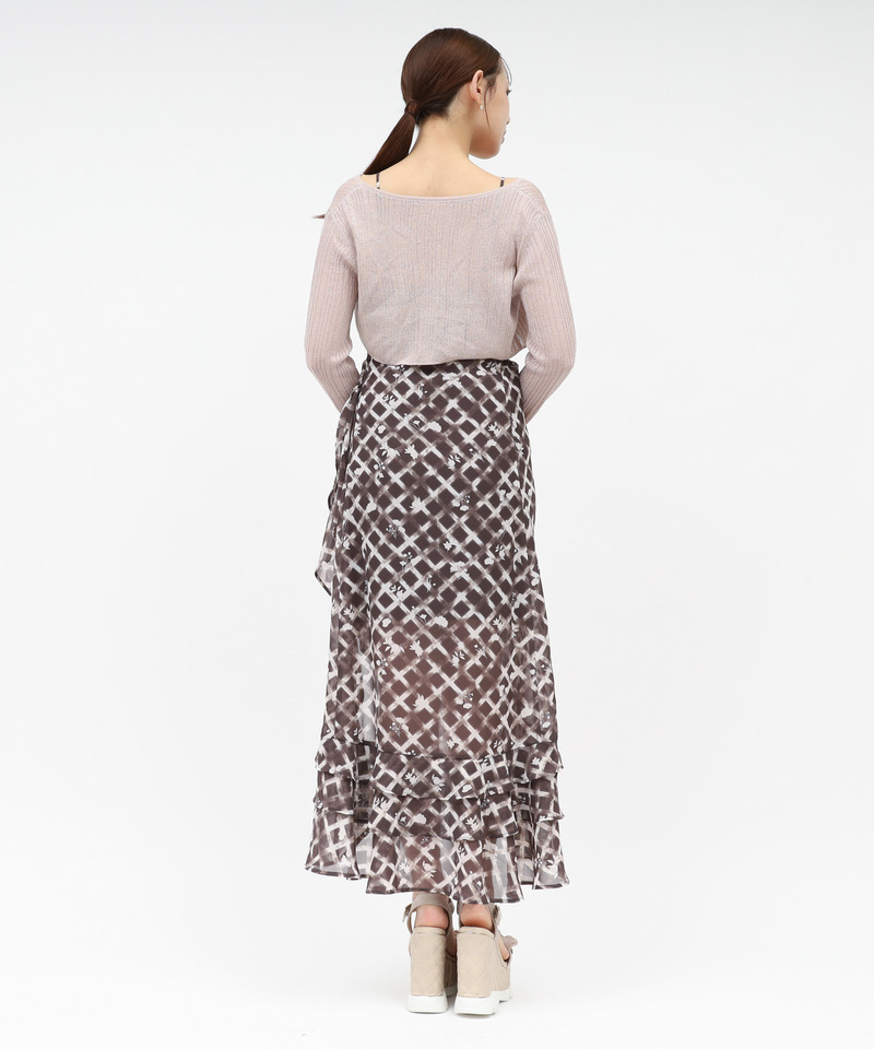 オリジナルフラワー柄ラメカーデアンサンブルワンピース 詳細画像 ブラウン 4