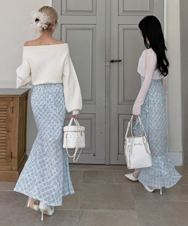 オリジナルフラワー柄ラメカーデアンサンブルワンピース 詳細画像 ブルー 3