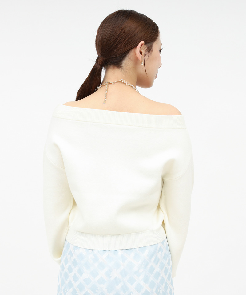 オリジナル刺しゅうプリントニットトップス 詳細画像 オフホワイト 4