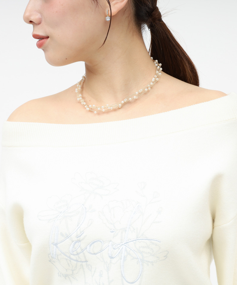 オリジナル刺しゅうプリントニットトップス 詳細画像 オフホワイト 5