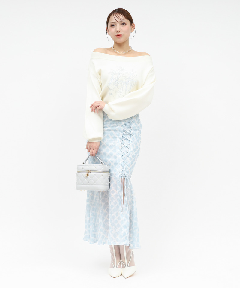 オリジナル刺しゅうプリントニットトップス 詳細画像 オフホワイト 8