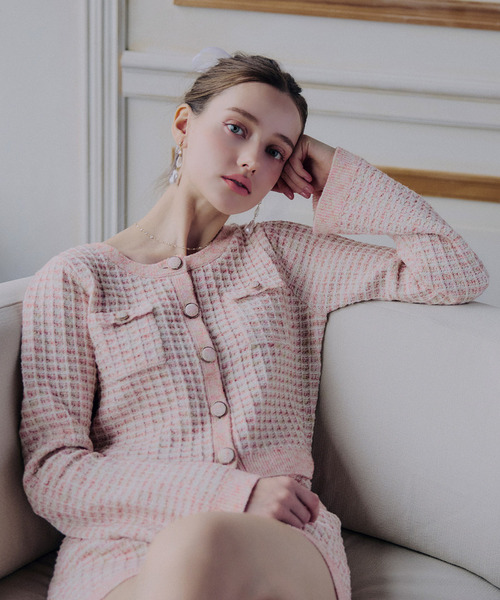 ニットツイードカーディガン 詳細画像