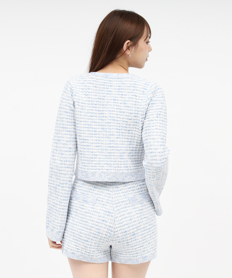 ニットツイードカーディガン 詳細画像 ブルー 3