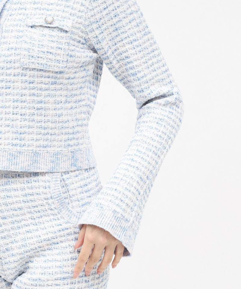 ニットツイードカーディガン 詳細画像 ブルー 5