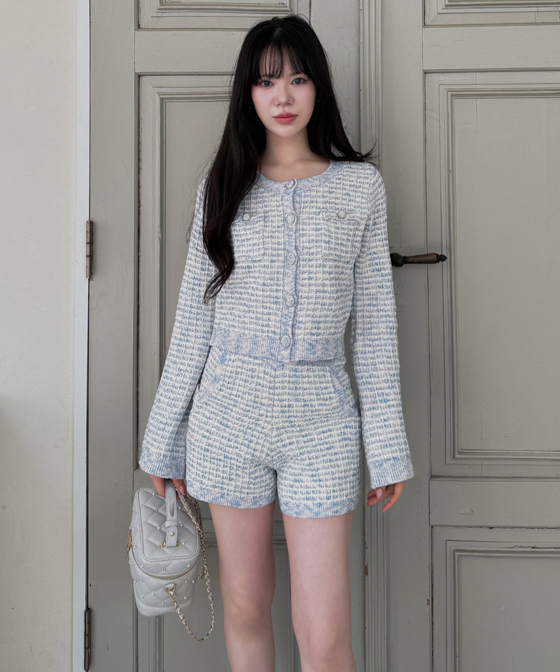 ニットツイードカーディガン 詳細画像 ブルー 8