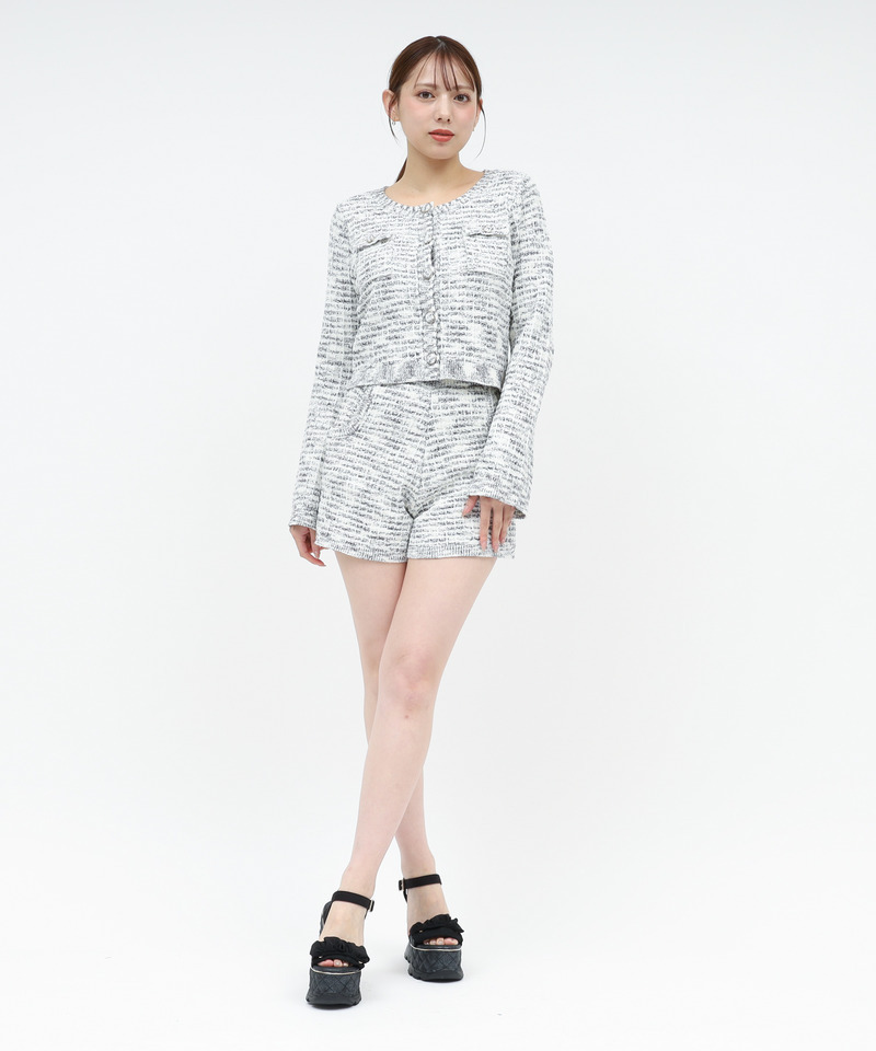 ニットツイードカーディガン 詳細画像 ブラック 2