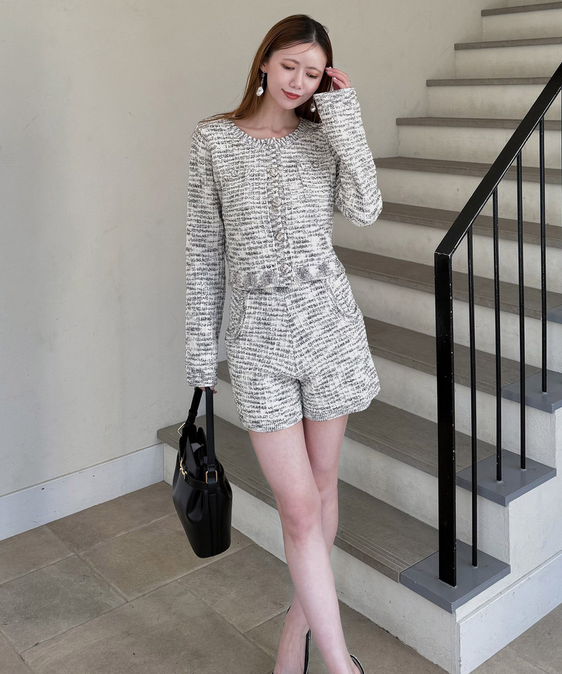 ニットツイードショートパンツ 詳細画像 ブラック 4